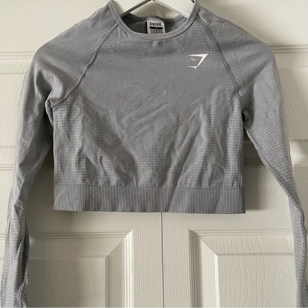 Gymshark light grey Long Sleeve Crop Top